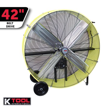 K-TOOL INTERNATIONAL 42" Belt Drive Industrial Drum Fan, Safety Yellow KTI77743